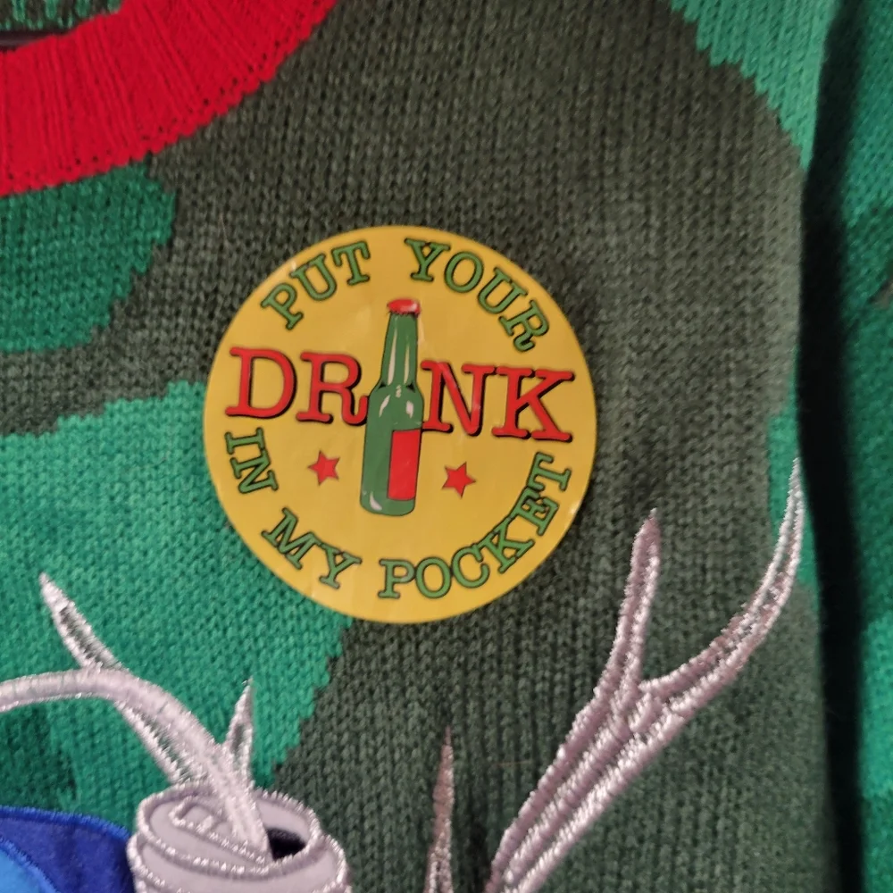 Blizzard Bay NWOT Reindeer Christmas Sweater With Drink Holder Size Large Unisex